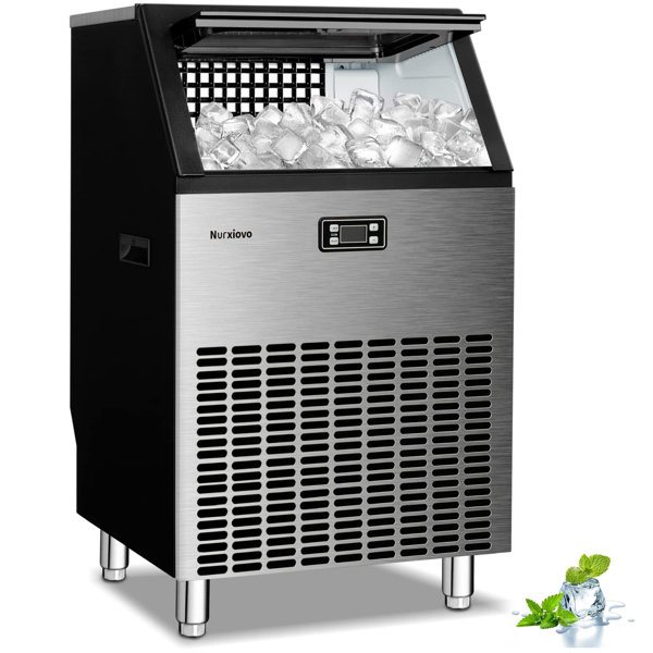 Antarctic Star 200 Lb. Daily Commercial ice maker 55lbs Storage Bin，Automatic cleaning function
